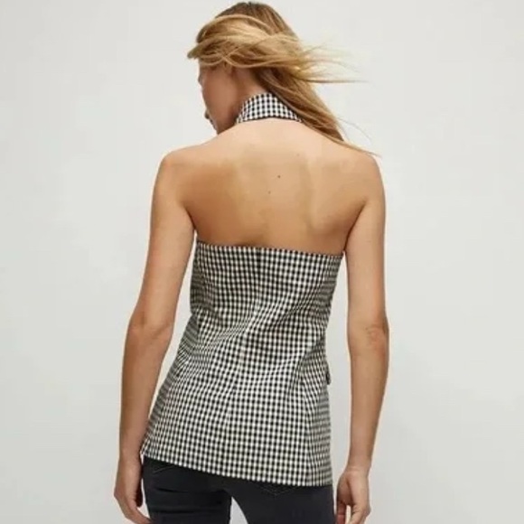 Veronica Beard Enfield Gingham Notched Lapel Double Breasted Vest Top Size 12 - Picture 4 of 16
